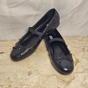 Bandolino Prity Womens Black Embellished  Mary Jane Ballet Flats Size 10M
